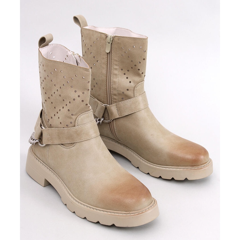 Durchbrochene Stiefeletten von Issey beige 1