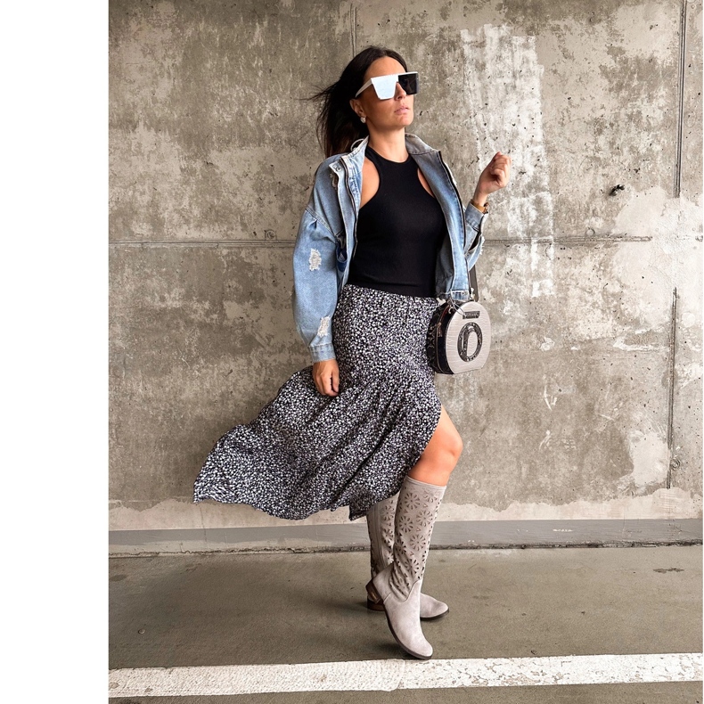 Olivier Hellgraue durchbrochene Damenstiefel 1