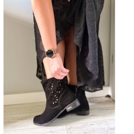 Olivier Bequeme schwarze Alice Stiefel mit Lochmuster 2