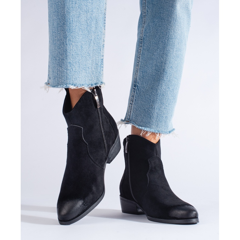 W. Potocki Schwarze Damen-Cowboystiefel Potocki aus Wildleder 1