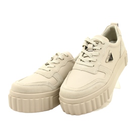 Creepers aus beigem Leder Filippo DP4913/23 BE beige 2