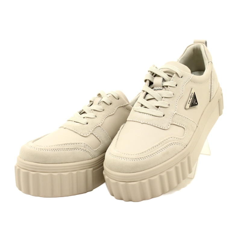 Creepers aus beigem Leder Filippo DP4913/23 BE beige 2