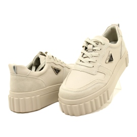 Creepers aus beigem Leder Filippo DP4913/23 BE beige 3