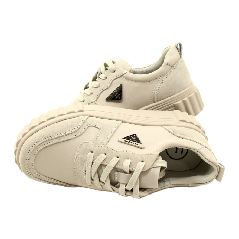 Creepers aus beigem Leder Filippo DP4913/23 BE beige 4