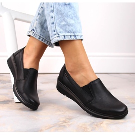 Damenschuhe aus Leder, Slipper schwarz Helios 350 2