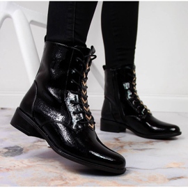 Damenstiefel isoliert lackiert schwarz Jezzi ASA62-91 2