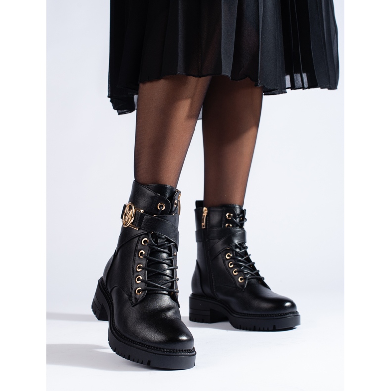 W. Potocki Potocki Damen-Arbeitskleidung aus ökologischem Leder schwarz 1