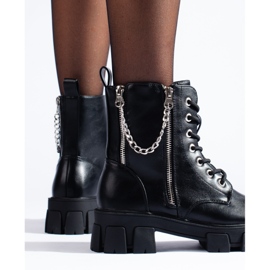 Damen-Shelovet-Arbeiter aus ökologischem Leder mit einer Kette schwarz 2