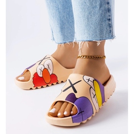 Dunkelbeige Flip-Flops mit Lindale-Prints 1