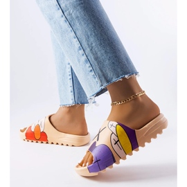 Dunkelbeige Flip-Flops mit Lindale-Prints 2