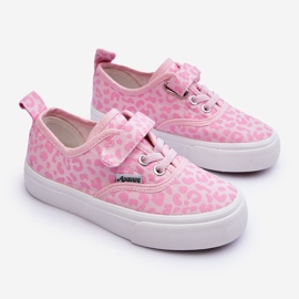 PA1 Gemusterte Kinder-Sneaker mit Klettverschluss, Pink Talirena rosa 2