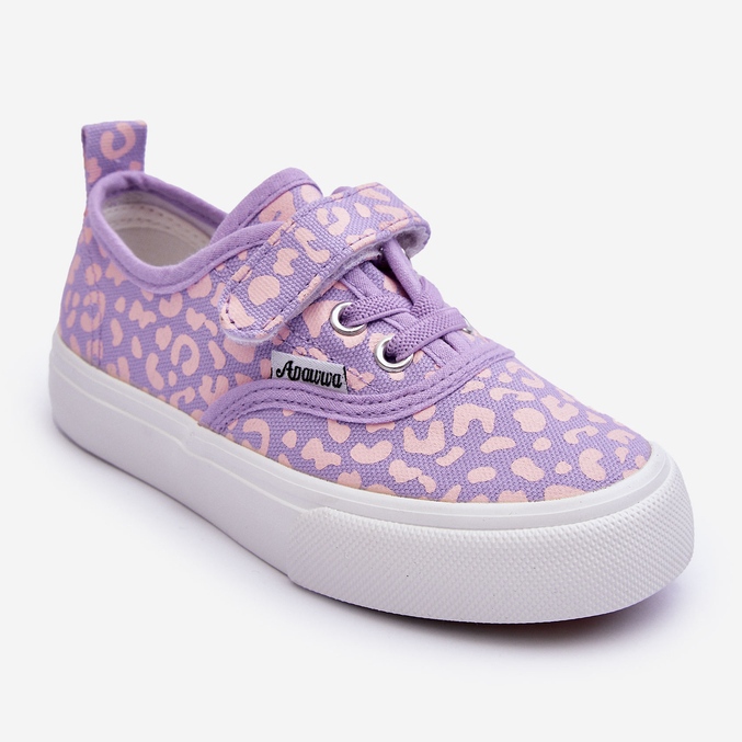 PA1 Gemusterte Kinder-Sneakers mit Klettverschluss Lila Talirena 1