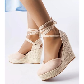 Beigefarbene Espadrilles mit Keilabsatz von Dubois 1