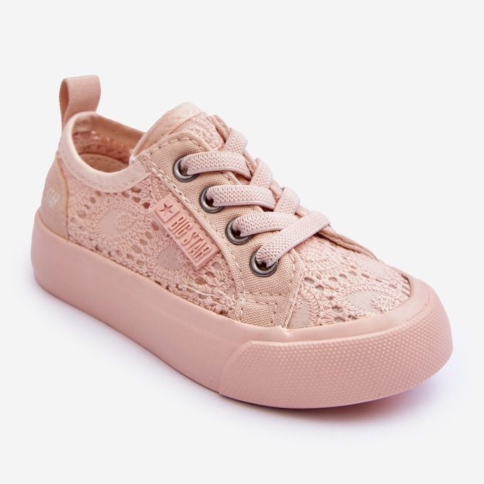 Durchbrochene Sneakers Big Star JJ374130 Nude rosa 1