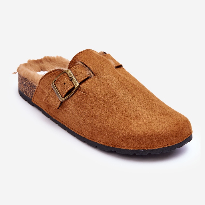 Damen-Flip-Flops aus Wildleder mit Fell, Braun Haidamia 1