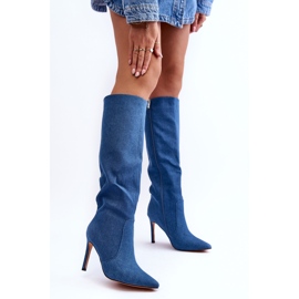 Blaue Melisandra-Denim-Stiefel mit hohen Absätzen 2