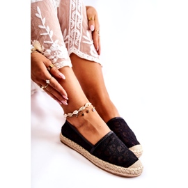 S.Barski Klassische durchbrochene Espadrilles für Damen, Schwarz 4