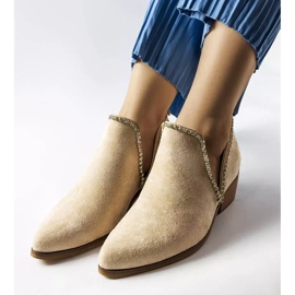 Beigefarbene Stiefeletten mit Ditten-Strasssteinen verziert 1