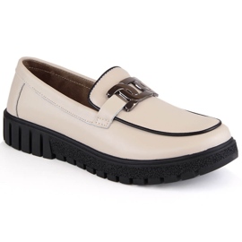 Damen-Lederschuhe auf Plateau mit Kette, beige Filippo DP4728 2