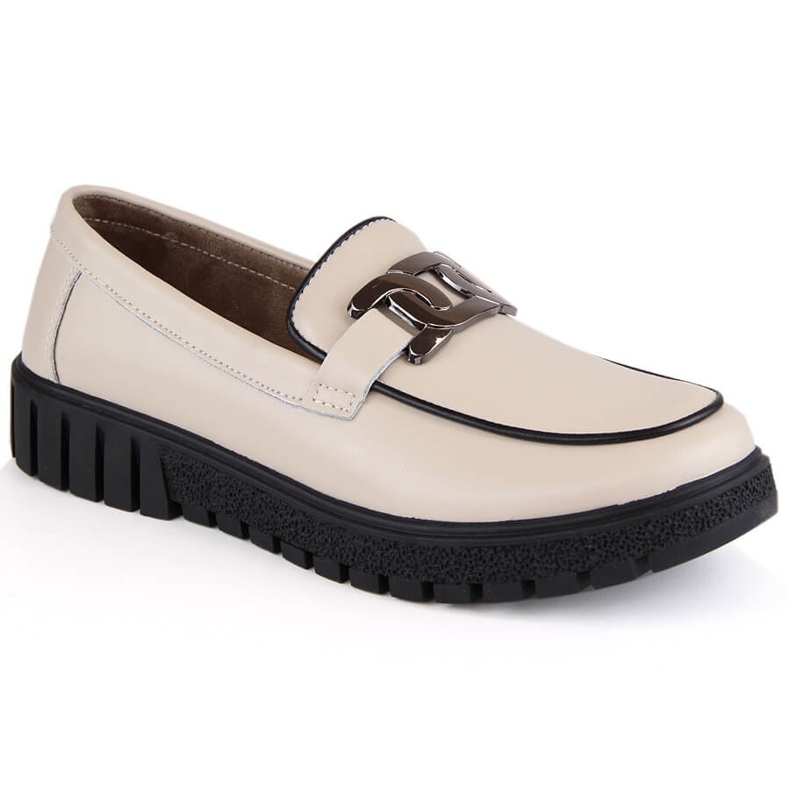 Damen-Lederschuhe auf Plateau mit Kette, beige Filippo DP4728 2