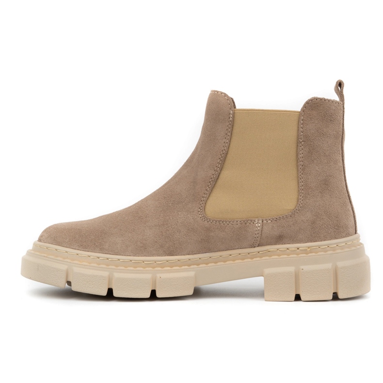 WASAK Damen-Slip-On-Chelsea-Stiefel aus Leder 0708W, Beige 1