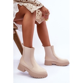 Klassische Leder-Chelsea-Stiefel Beige Isminna 1