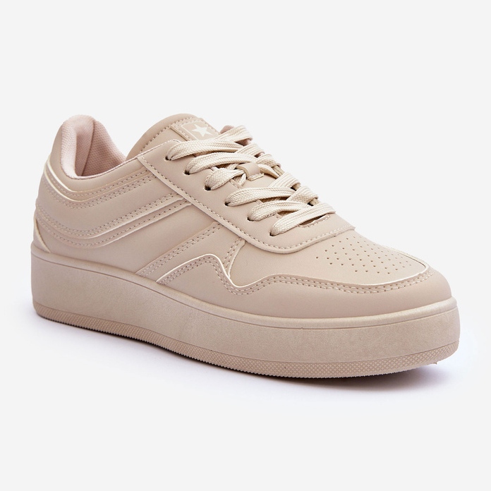PE1 Beige Damen-Sportschuhe auf der Plattform Pudina 1