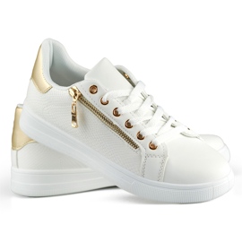 Weiße Sportschuhe mit goldenem Reißverschluss 2