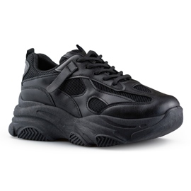 Schwarze Damen-Sneaker mit dicker Sohle 2