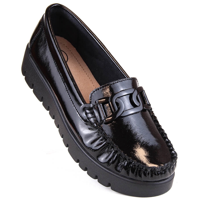 Schwarze Damen-Loafer aus Lackleder auf der Plattform Filippo DP3334 1