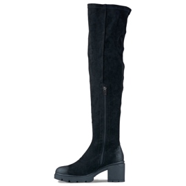 Overknee-Stiefel für Damen aus Wildleder mit hohem Absatz schwarz 1