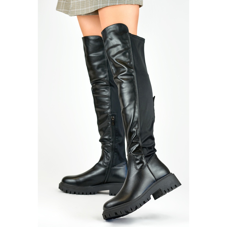 Schwarze elastische Damenstiefel von Viris 1