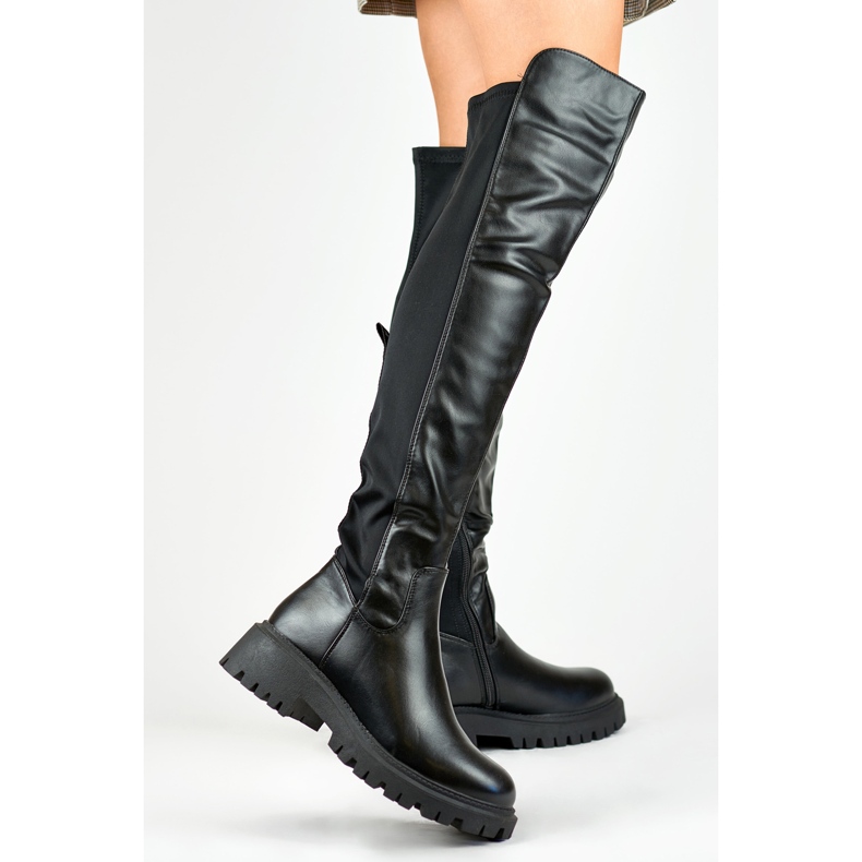 Schwarze elastische Damenstiefel von Viris 2