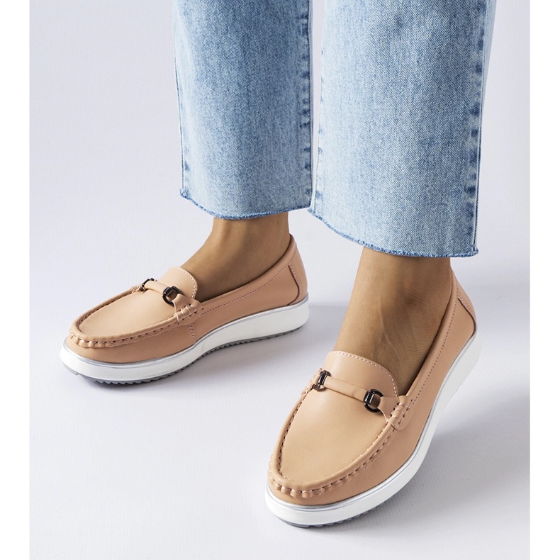 Rosa Mokassins mit Ledereinsatz von Vinceza 1