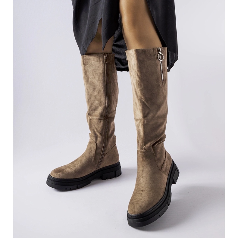 Dunkelbeige isolierte Vinceza-Stiefel 1