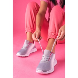 Weiß-grau geschnürte Sport-Sneaker von Shelovet für Damen 2