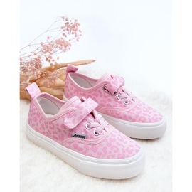 PA1 Gemusterte Kinder-Sneaker mit Klettverschluss, Pink Talirena rosa 5