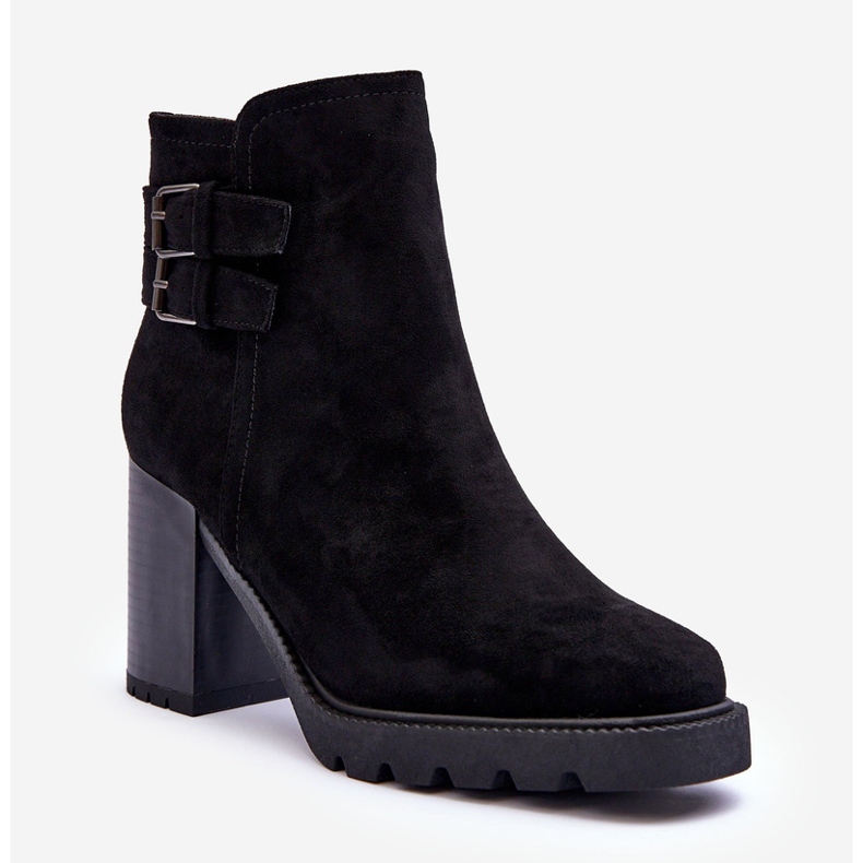 Wildleder-Stiefeletten mit hohem Absatz in Schwarz von Makeline 1