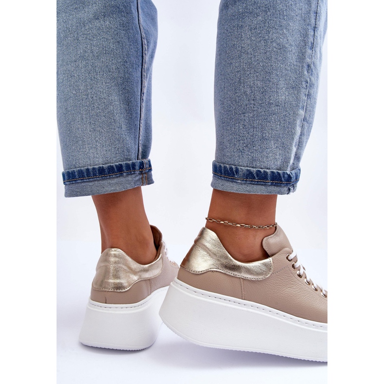 Lemar Damen-Sportschuhe aus Leder auf der beigefarbenen Plattform Milonia 2