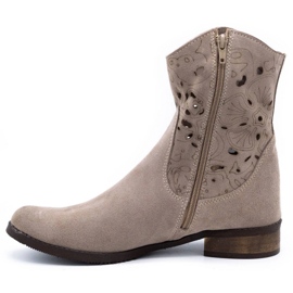 Olivier Bequeme dunkelbeige durchbrochene Stiefel 1
