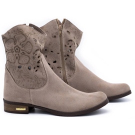 Olivier Bequeme dunkelbeige durchbrochene Stiefel 2