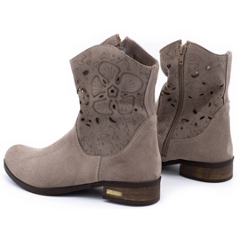 Olivier Bequeme dunkelbeige durchbrochene Stiefel 3