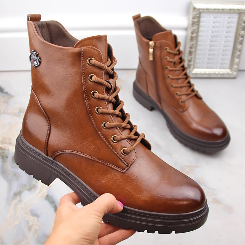 Braune Damen-Schnür- und Reißverschlussstiefel Potocki SZ12203 1