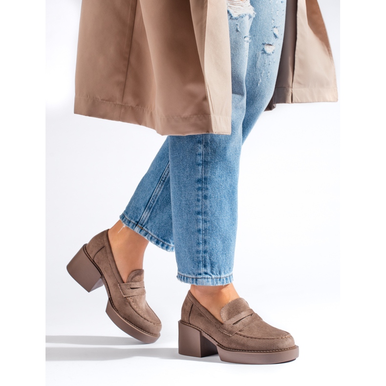 Beige Wildlederschuhe für Damen von Shelovet 1