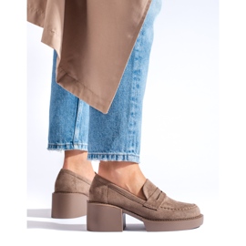 Beige Wildlederschuhe für Damen von Shelovet 2