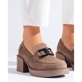Shelovet beige Wildleder-Damenschuhe mit hohen Absätzen 2