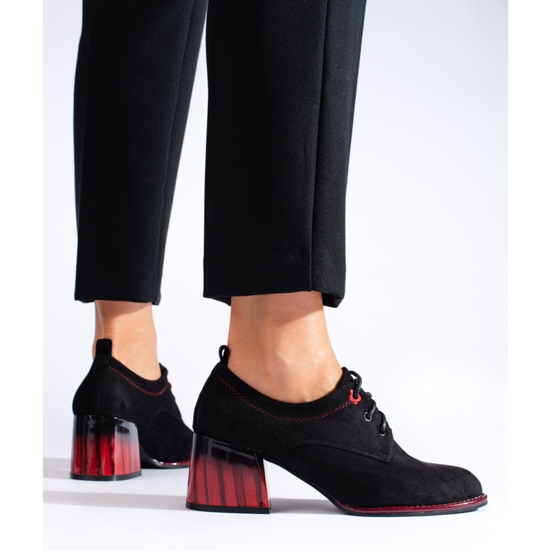 Shelovet schwarze Wildlederschuhe mit hohen Absätzen 1