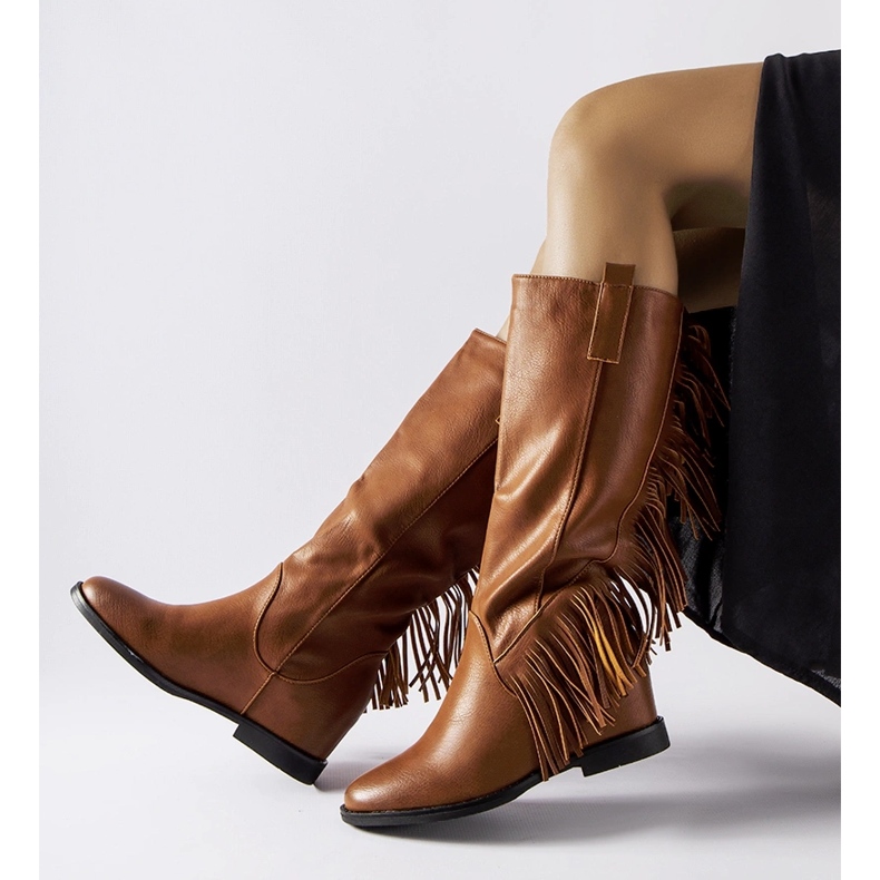 Braune Giorgia-Keilstiefel mit Überzug 1