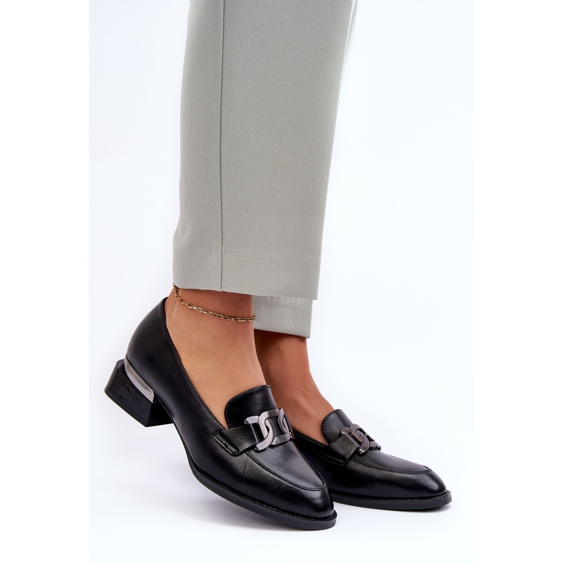 Vinceza Lederschuhe Mokassins mit hohem Absatz, schwarzes Sakina 2