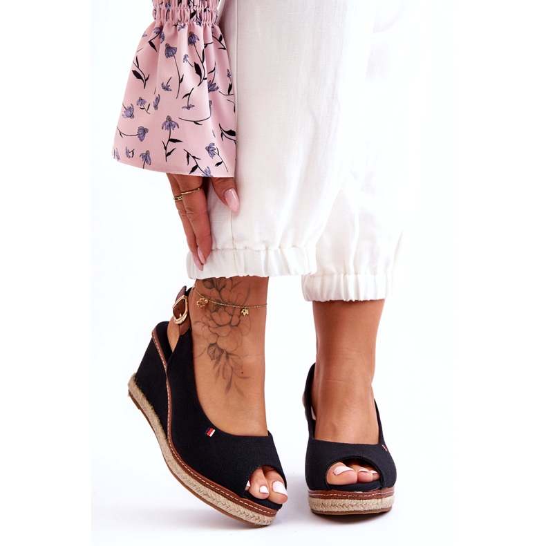 Klassische Keilsandalen für Damen, Schwarz, Katie 4